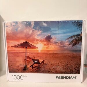 WISHDIAM 1000-Piece Beach Sunset Puzzle - Orange & Blue